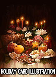 Secular Holiday Greeting Card Illustration